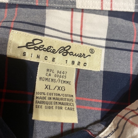 Womens Eddie Bauer Red/White/Blue Check L/S Button Down💙Like New!💯%cotton XL🔥 - Picture 10 of 10